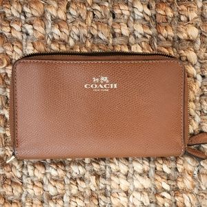 Coach Tan Leather Zip Around Continental Wallet